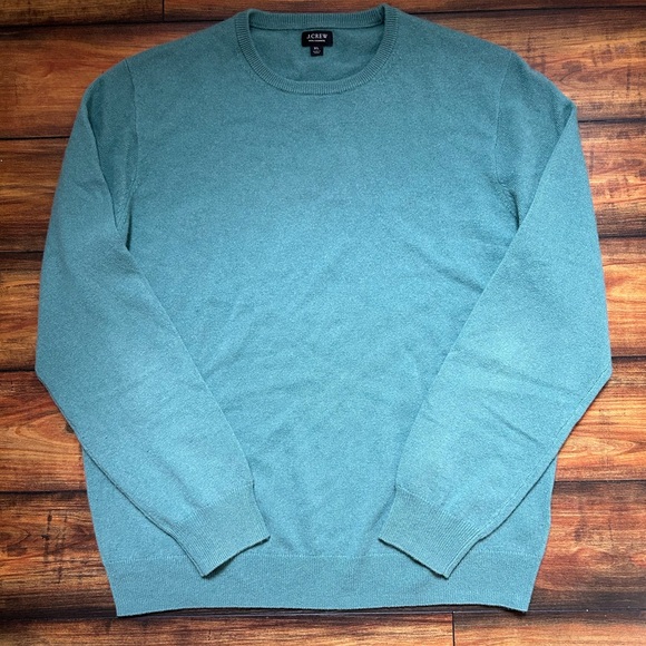 J. Crew 100% Cashmere Teal Blue Green Crewneck Sweater XL - Picture 1 of 9